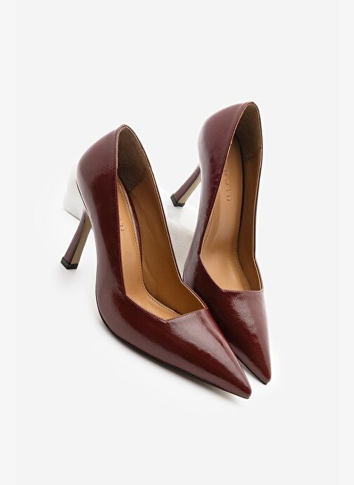 Kadın Stiletto Sivri Burun Klasik Topuklu Ayakkabı Zarte Bordo - Görsel 2