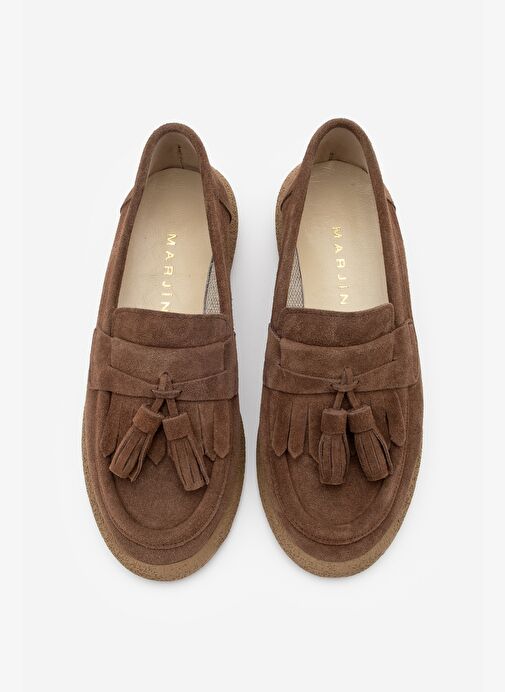 Kadın Hakiki Deri Loafer Günlük Ayakkabı Suma Kahve Süet - Görsel 7