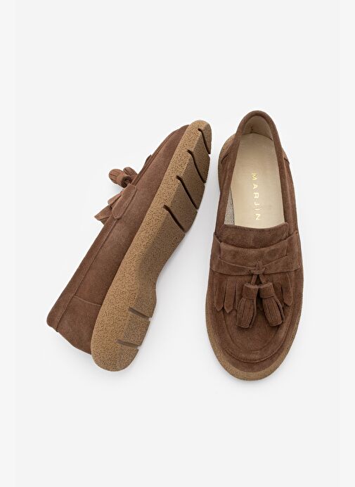 Kadın Hakiki Deri Loafer Günlük Ayakkabı Suma Kahve Süet - Görsel 8