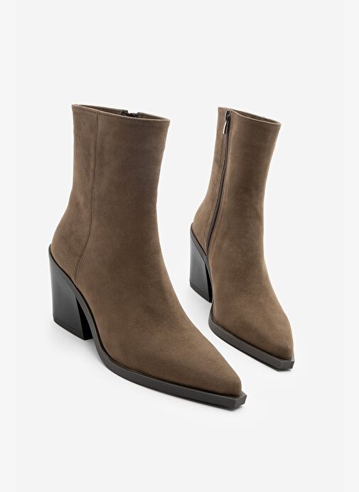 Kadın Sivri Burun Western Bot Forne Kahve Süet - Görsel 2
