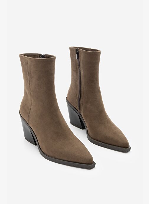 Kadın Sivri Burun Western Bot Forne Kahve Süet - Görsel 6