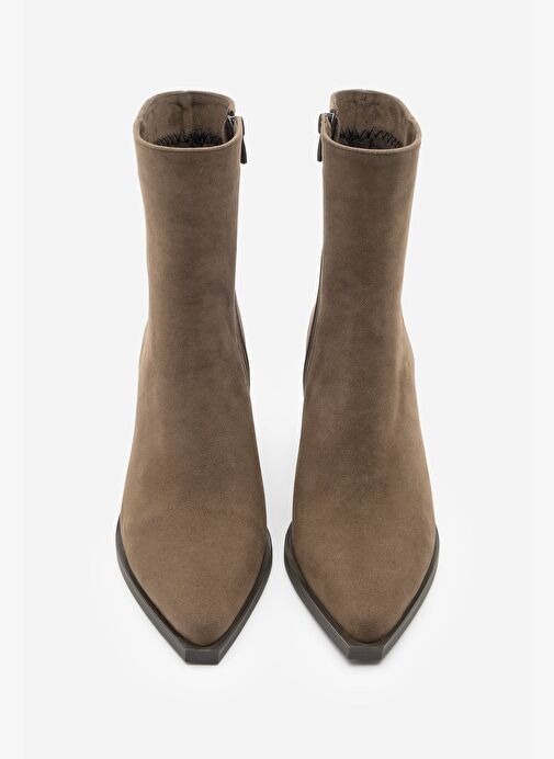 Kadın Sivri Burun Western Bot Forne Kahve Süet - Görsel 7