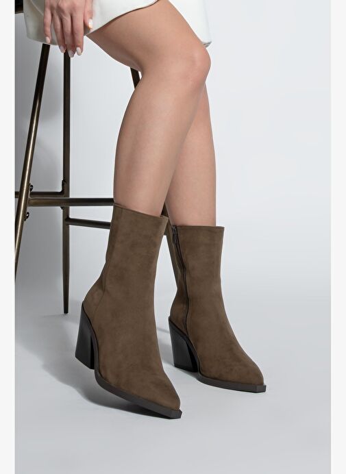 Kadın Sivri Burun Western Bot Forne Kahve Süet - Görsel 3