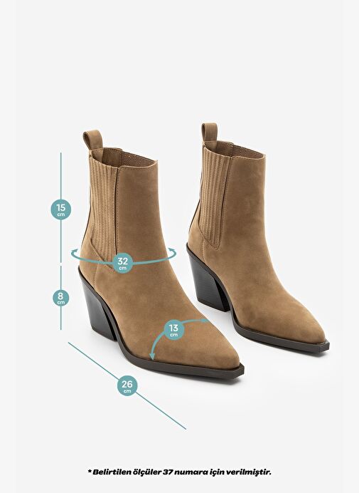 Kadın Western Bot Erbe Taba Süet - Görsel 9