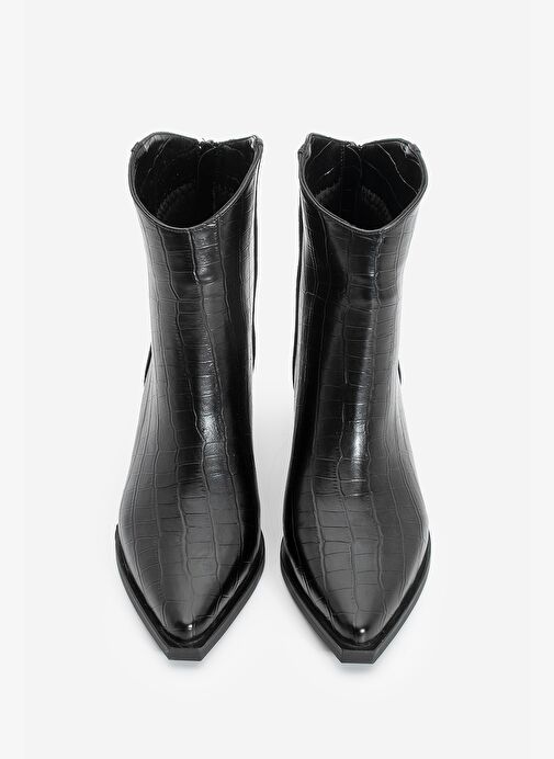 Kadın Sivri Burun Kovboy Dikiş Detaylı Western Bot Vildo Siyah Croco - Görsel 8