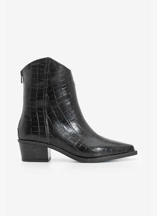 Kadın Sivri Burun Kovboy Dikiş Detaylı Western Bot Vildo Siyah Croco - Görsel 4