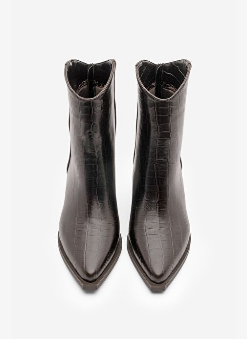 Kadın Sivri Burun Kovboy Dikiş Detaylı Western Bot Vildo Kahve Croco - Görsel 8