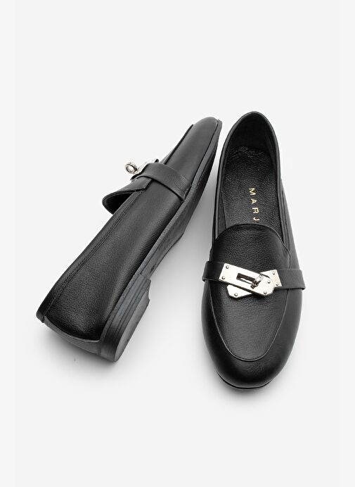 Kadın Loafer Hakiki Deri Tokalı Makosen Günlük Ayakkabı Nador Siyah - Görsel 8