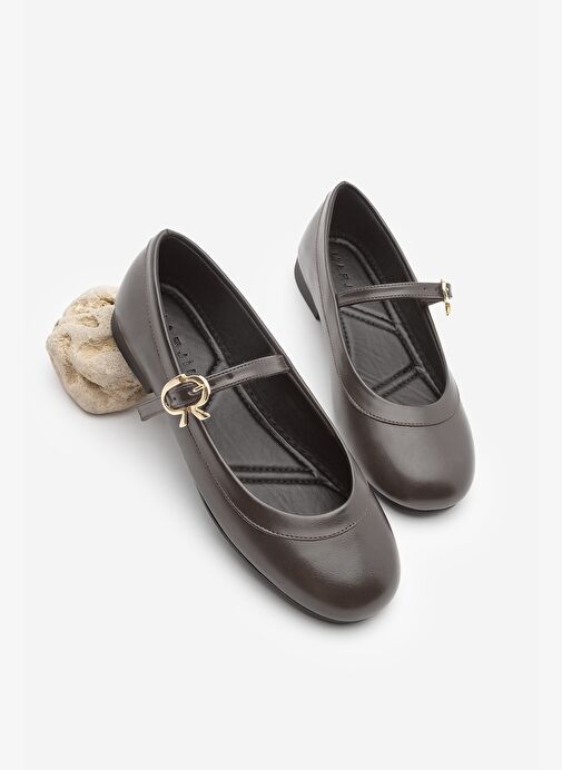 Kadın Tokalı Babet Meladi Kahve - Görsel 2