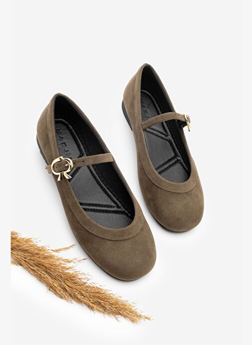 Kadın Tokalı Babet Meladi Kahve Süet - Görsel 4