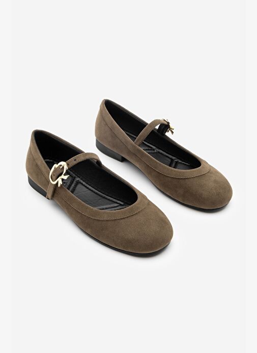 Kadın Tokalı Babet Meladi Kahve Süet - Görsel 3