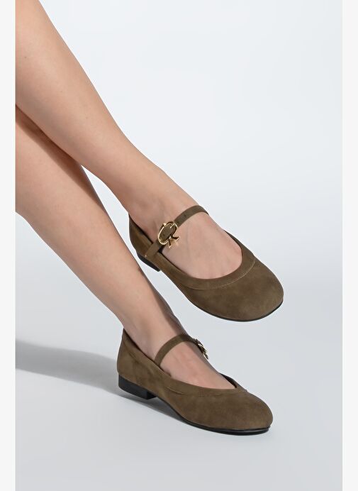 Kadın Tokalı Babet Meladi Kahve Süet - Görsel 5