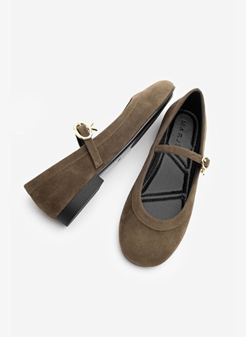 Kadın Tokalı Babet Meladi Kahve Süet - Görsel 8