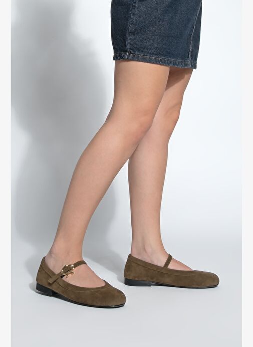 Kadın Tokalı Babet Meladi Kahve Süet - Görsel 6