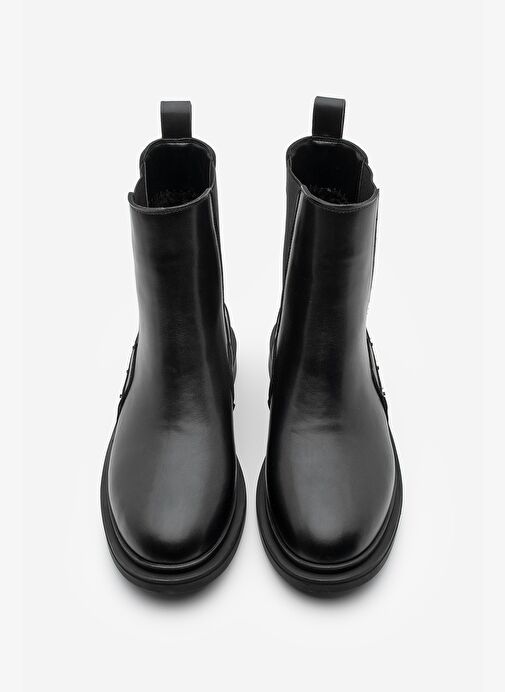 Kadın Altın Zımba Detaylı Çift Lastikli Günlük Bot Pamer Siyah - Görsel 7