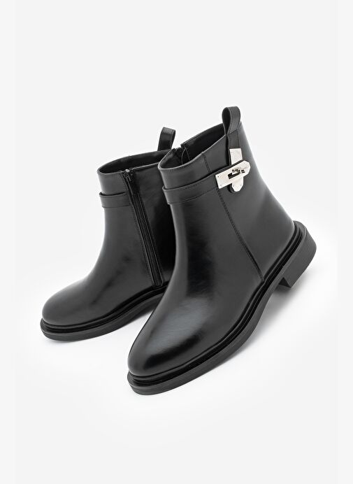 Kadın Fermuarlı Tokalı Günlük Bot Velis Siyah - Görsel 2