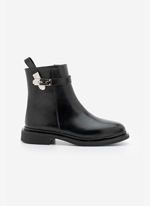 Kadın Fermuarlı Tokalı Günlük Bot Velis Siyah - Görsel 4