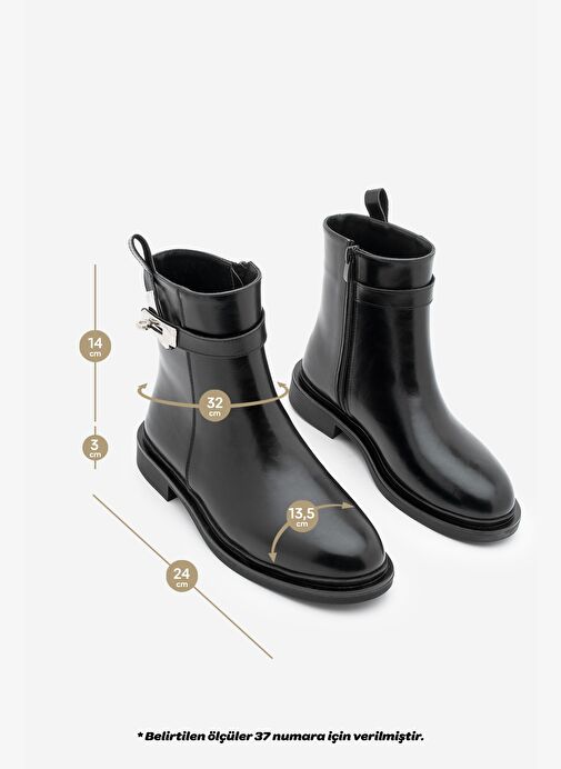 Kadın Fermuarlı Tokalı Günlük Bot Velis Siyah - Görsel 8