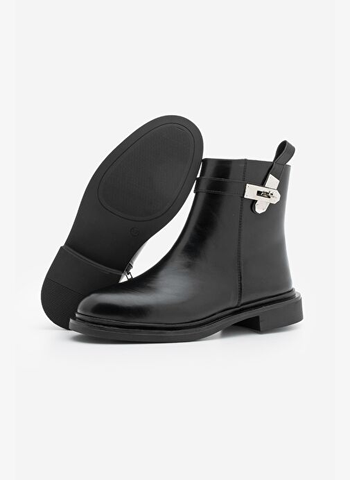 Kadın Fermuarlı Tokalı Günlük Bot Velis Siyah - Görsel 7