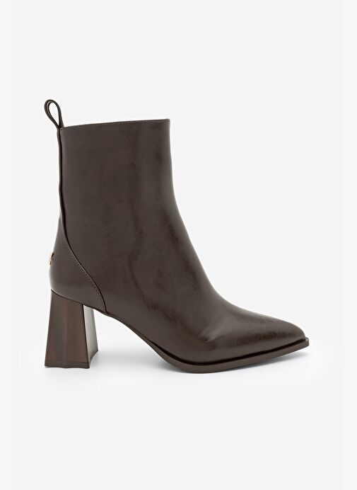 Kadın Sivri Burun Kalın Ökçe Topuklu Bot Esvon Kahve - Görsel 3