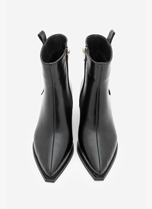 Kadın Sivri Burun Zımba Detaylı Kalın Topuklu Bot Bemoza Siyah - Görsel 6