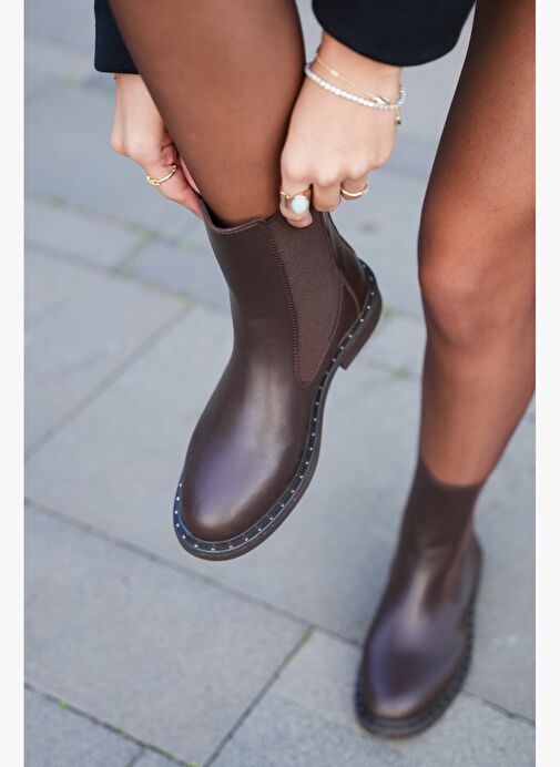 Kadın Troklu Çift Lastikli Günlük Bot Yuvin Kahve - Görsel 3