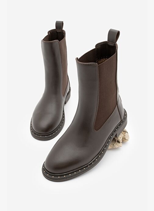 Kadın Troklu Çift Lastikli Günlük Bot Yuvin Kahve - Görsel 2