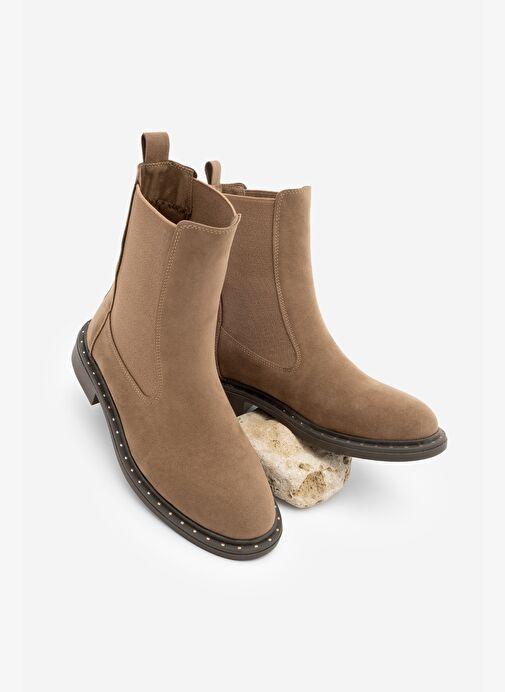 Kadın Troklu Çift Lastikli Günlük Bot Yuvin Taba Süet - Görsel 2