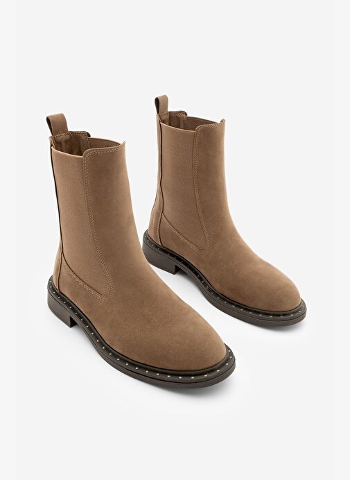 Kadın Troklu Çift Lastikli Günlük Bot Yuvin Taba Süet - Görsel 5