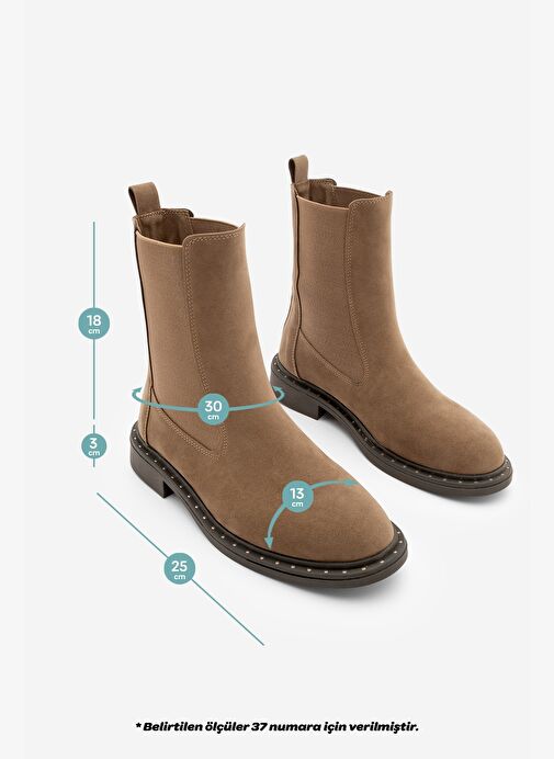 Kadın Troklu Çift Lastikli Günlük Bot Yuvin Taba Süet - Görsel 9