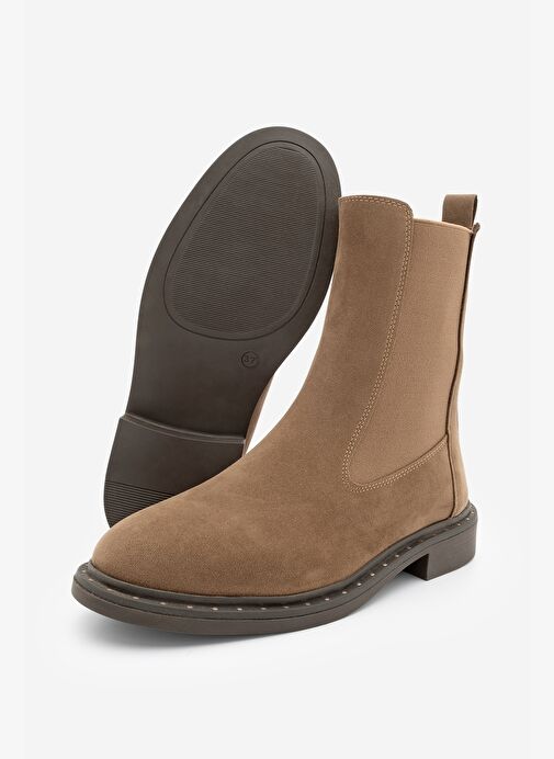 Kadın Troklu Çift Lastikli Günlük Bot Yuvin Taba Süet - Görsel 8