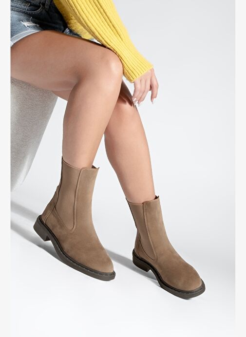 Kadın Troklu Çift Lastikli Günlük Bot Yuvin Taba Süet - Görsel 6