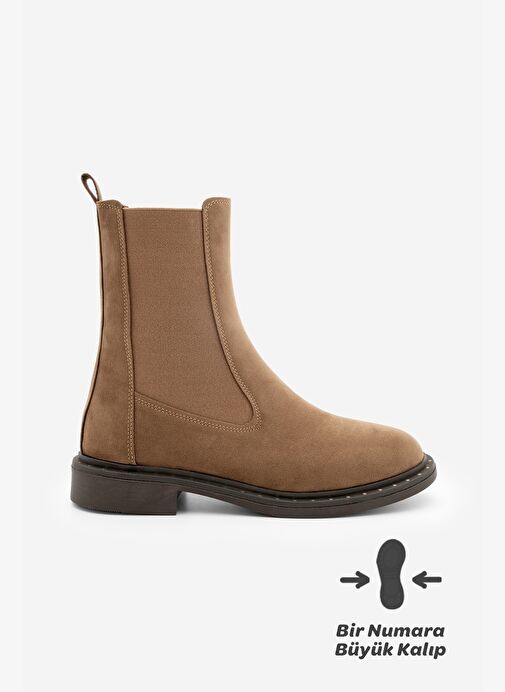 Kadın Troklu Çift Lastikli Günlük Bot Yuvin Taba Süet - Görsel 4