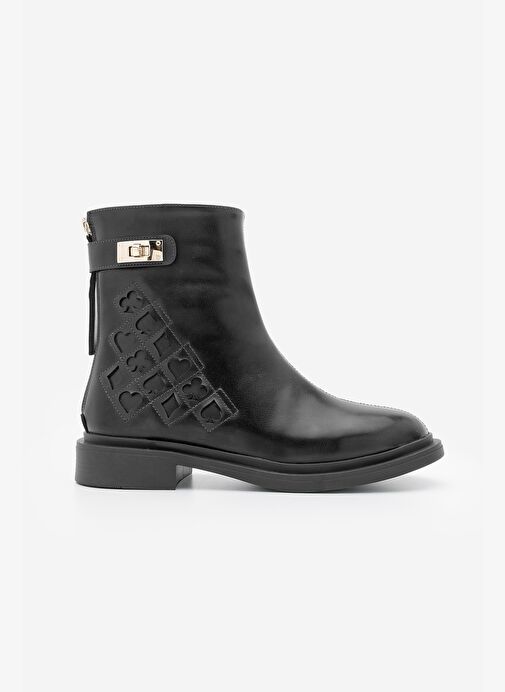 Kadın Tokalı Arkadan Fermuarlı Günlük Bot Himpa Siyah - Görsel 4