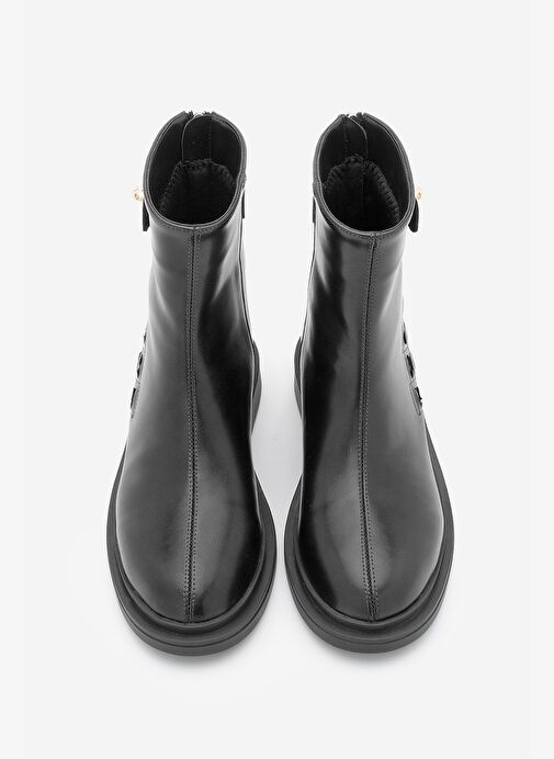 Kadın Tokalı Arkadan Fermuarlı Günlük Bot Himpa Siyah - Görsel 7