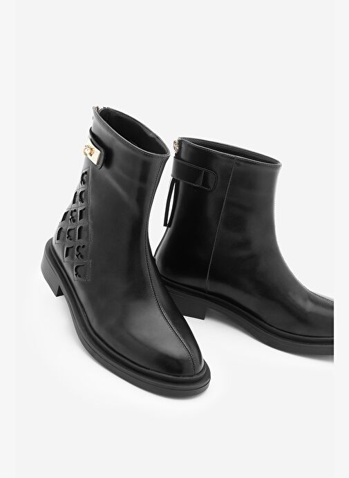 Kadın Tokalı Arkadan Fermuarlı Günlük Bot Himpa Siyah - Görsel 2