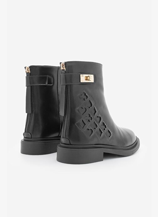 Kadın Tokalı Arkadan Fermuarlı Günlük Bot Himpa Siyah - Görsel 6