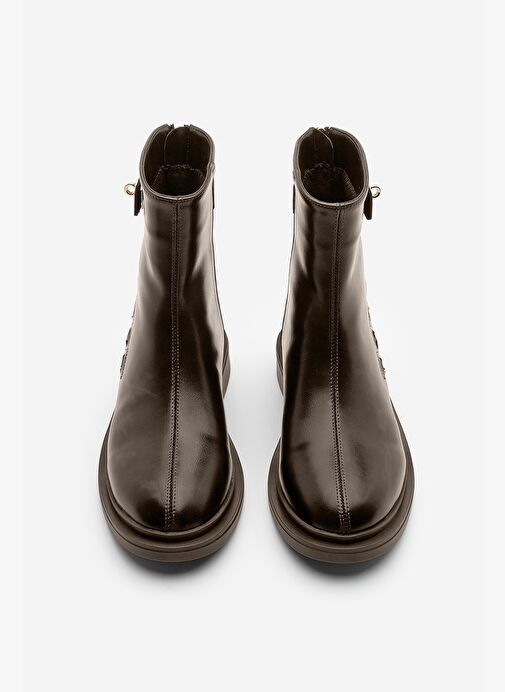 Kadın Tokalı Arkadan Fermuarlı Günlük Bot Himpa Kahve - Görsel 8