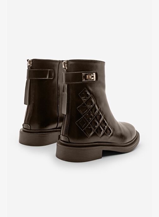 Kadın Tokalı Arkadan Fermuarlı Günlük Bot Himpa Kahve - Görsel 9