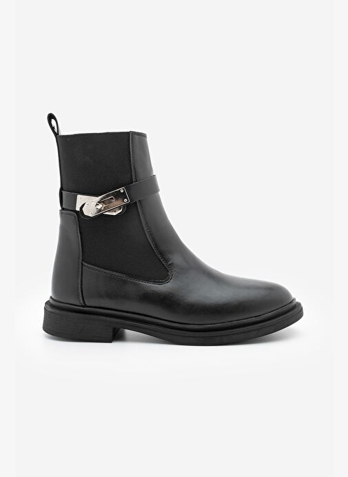 Kadın Lastikli Tokalı Günlük Bot Ondiz Siyah - Görsel 4