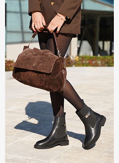 Kadın Lastikli Tokalı Günlük Bot Ondiz Siyah - Görsel 3