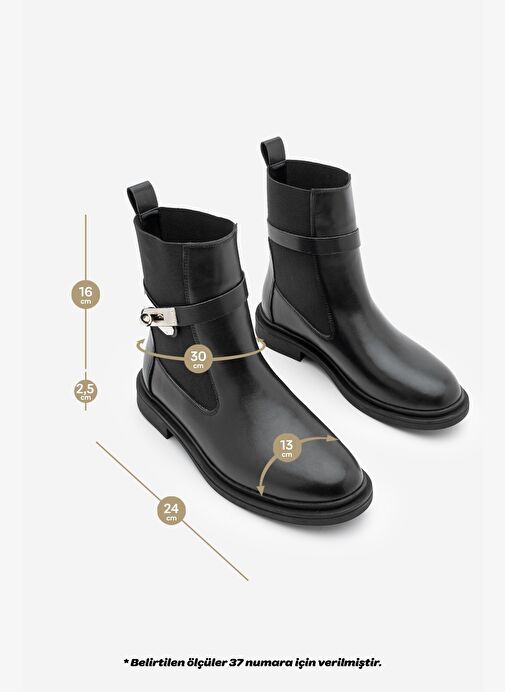 Kadın Lastikli Tokalı Günlük Bot Ondiz Siyah - Görsel 9