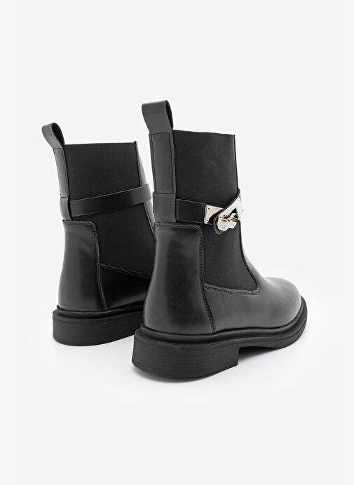 Kadın Lastikli Tokalı Günlük Bot Ondiz Siyah - Görsel 7