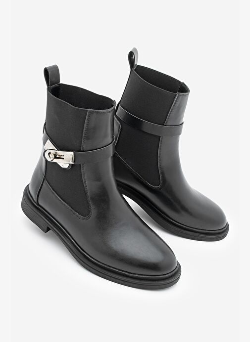 Kadın Lastikli Tokalı Günlük Bot Ondiz Siyah - Görsel 2