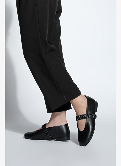 Kadın Büzgülü Bantlı Günlük Babet Vifar Siyah - Görsel 7