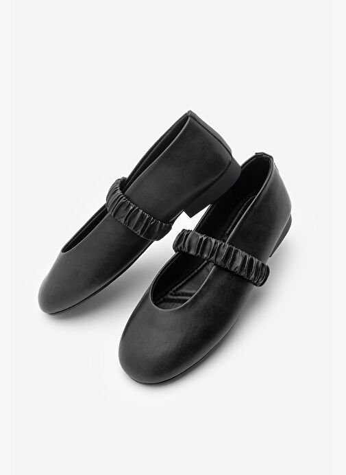 Kadın Büzgülü Bantlı Günlük Babet Vifar Siyah - Görsel 2