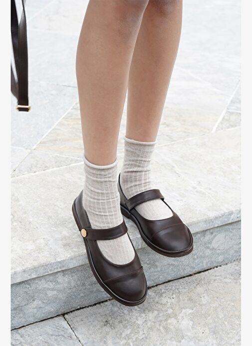 Kadın Loafer Bantlı Cırt Cırtlı Günlük Ayakkabı Vorpe Kahve - Görsel 5