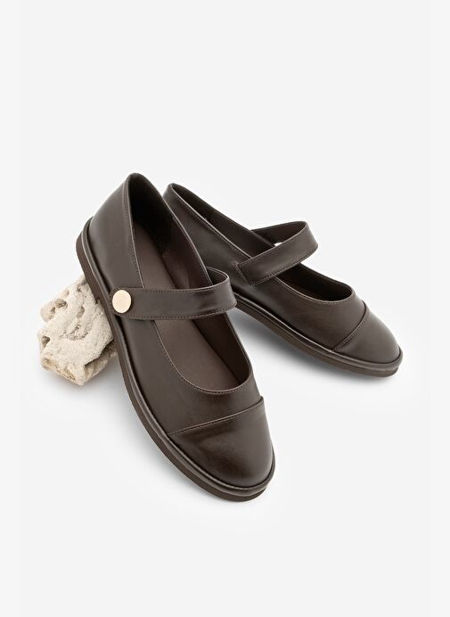 Kadın Loafer Bantlı Cırt Cırtlı Günlük Ayakkabı Vorpe Kahve - Görsel 2