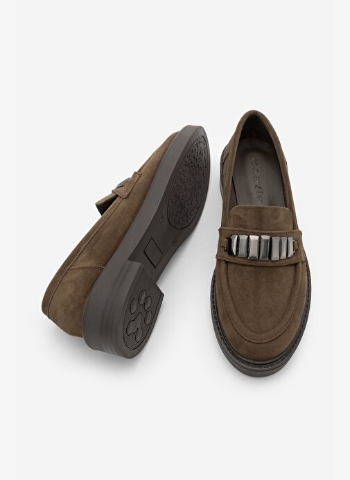Kadın Loafer Makosen Tokalı Günlük Ayakkabı Vilyum Kahve Süet - Görsel 9