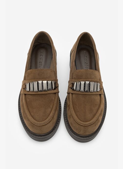 Kadın Loafer Makosen Tokalı Günlük Ayakkabı Vilyum Taba Süet - Görsel 8
